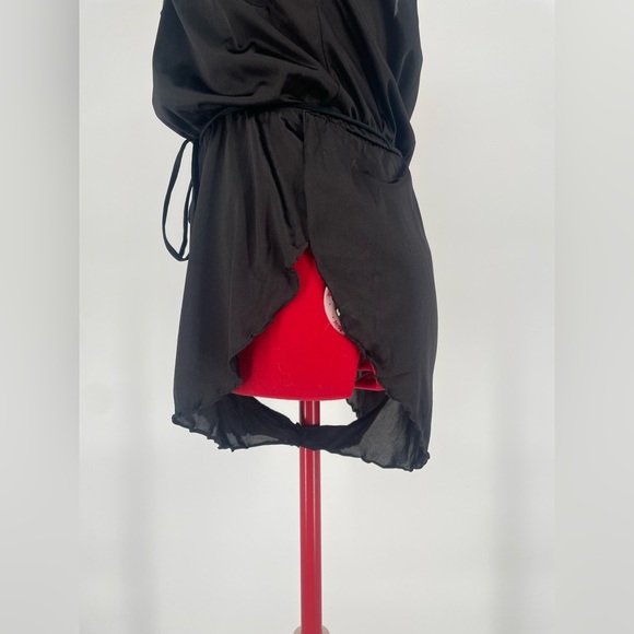 Vintage 80s/90s Black Nylon Mini Teddy Lingerie Romper With Slit Shorts - Picture 5 of 7